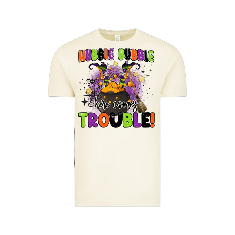 Kids Halloween Hubble Bubble Here Comes Trouble Vintage Tee by BarkalooDesign | Teevron