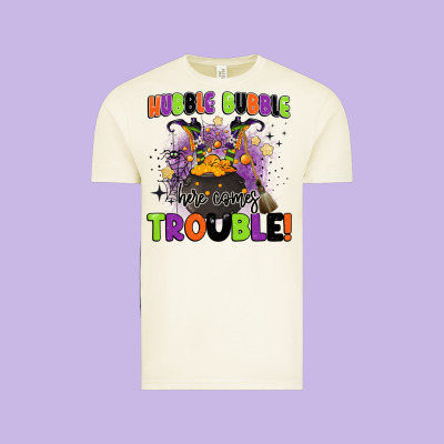 Kids Halloween Hubble Bubble Here Comes Trouble Vintage Tee Designed By Barkaloodesign