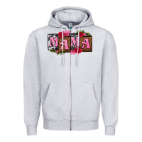 Heather Grey mama with license letters mothers day Zipper Hoodie - texasbilliewilder