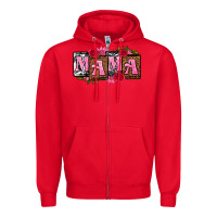 Red mama with license letters mothers day Zipper Hoodie - texasbilliewilder