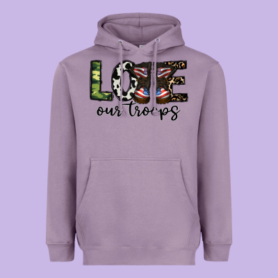 Love Our Troops Heavyweight Hoodie Designed By Cowhidedigitalart