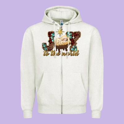 Joy To The World Zipper Hoodie Designed By Ranaportraitstore