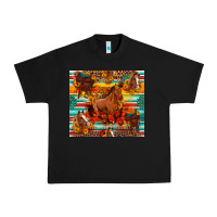 Black galloping horse serape sunflowers turquoise and saddles Urban Heavy Tee - Artiststas