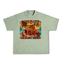Oil Green galloping horse serape sunflowers turquoise and saddles Urban Heavy Tee - Artiststas
