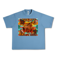 Pebble Blue galloping horse serape sunflowers turquoise and saddles Urban Heavy Tee - Artiststas