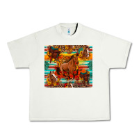 Pistachio galloping horse serape sunflowers turquoise and saddles Urban Heavy Tee - Artiststas