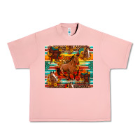 Salmon galloping horse serape sunflowers turquoise and saddles Urban Heavy Tee - Artiststas