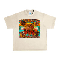 Sandshell galloping horse serape sunflowers turquoise and saddles Urban Heavy Tee - Artiststas