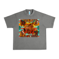Tornado galloping horse serape sunflowers turquoise and saddles Urban Heavy Tee - Artiststas