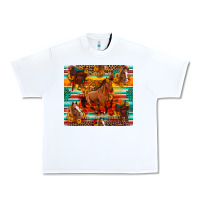 Galloping Horse Serape Sunflowers Turquoise And Saddles Urban Heavy Tee | Teevron