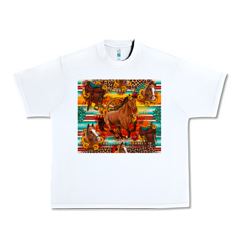 Galloping Horse Serape Sunflowers Turquoise And Saddles Urban Heavy Tee by Artiststas | Teevron