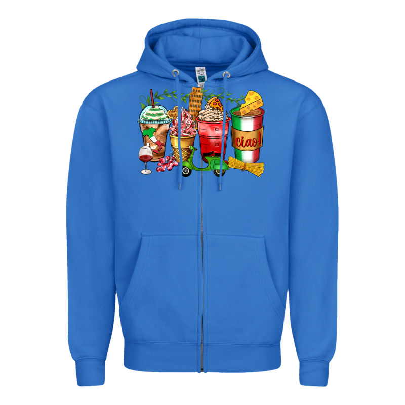 Italy Coffee Cups Zipper Hoodie by Zillion Design Studio | Teevron