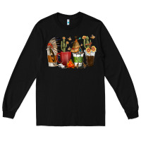 Black coffee cups indian headdress Long Sleeve Tee - texasbilliewilder
