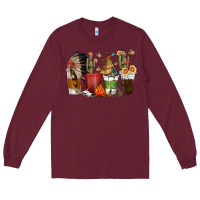 Burgundy coffee cups indian headdress Long Sleeve Tee - texasbilliewilder