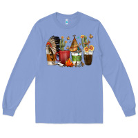 Colony Blue coffee cups indian headdress Long Sleeve Tee - texasbilliewilder