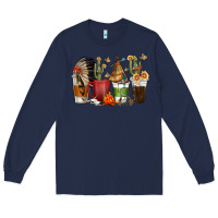 Navy coffee cups indian headdress Long Sleeve Tee - texasbilliewilder