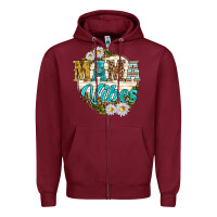 Burgundy mama vibes with daisies Zipper Hoodie - texasbilliewilder