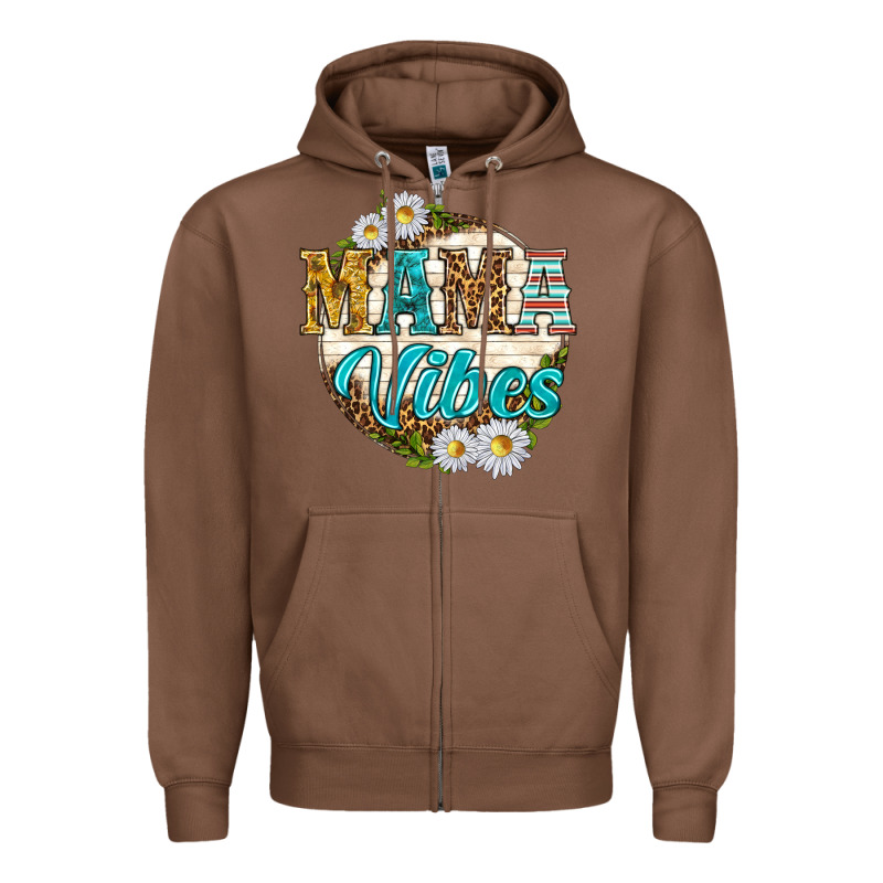 Mama Vibes With Daisies Zipper Hoodie by texasbilliewilder | Teevron
