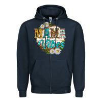 Navy mama vibes with daisies Zipper Hoodie - texasbilliewilder