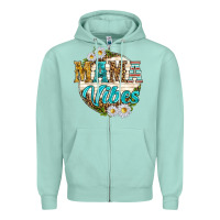 Seafoam mama vibes with daisies Zipper Hoodie - texasbilliewilder