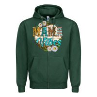 Sports Green mama vibes with daisies Zipper Hoodie - texasbilliewilder