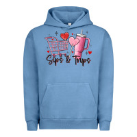 Pigment Pebble Blue sips & trips target inspired stanley Urban Hoodie - MaliasSmallBusiness