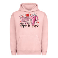 Pigment Salmon sips & trips target inspired stanley Urban Hoodie - MaliasSmallBusiness
