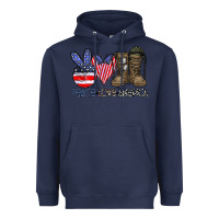 Navy peace love america Heavyweight Hoodie - CowhideDigitalArt
