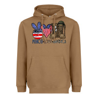 Toasted Coconut peace love america Heavyweight Hoodie - CowhideDigitalArt