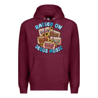 Burgundy raised on jesus music Premium Hoodie - MaliasSmallBusiness