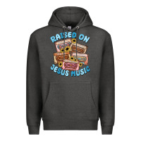 Charcoal Heather raised on jesus music Premium Hoodie - MaliasSmallBusiness