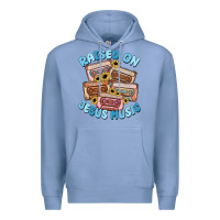 Colony Blue raised on jesus music Premium Hoodie - MaliasSmallBusiness