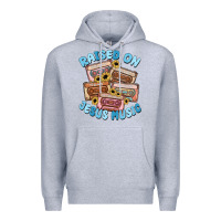 Heather Grey raised on jesus music Premium Hoodie - MaliasSmallBusiness