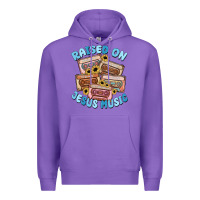 Purple raised on jesus music Premium Hoodie - MaliasSmallBusiness