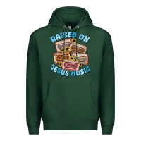 Sports Green raised on jesus music Premium Hoodie - MaliasSmallBusiness