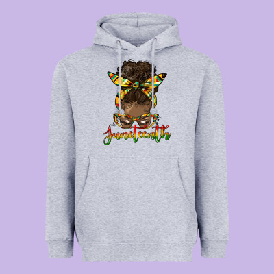 Juneteenth Black Woman Messy Bun Heavyweight Hoodie Designed By Hra Design Shop