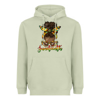 Matcha juneteenth black woman messy bun Heavyweight Hoodie - HRA Design Shop