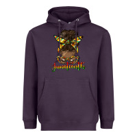 Plum juneteenth black woman messy bun Heavyweight Hoodie - HRA Design Shop
