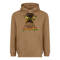 Toasted Coconut juneteenth black woman messy bun Heavyweight Hoodie - HRA Design Shop