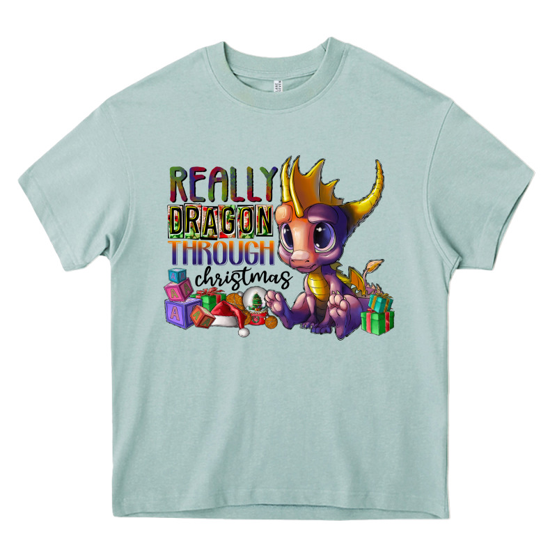 Real Dragon Through Christmas Heavy Core Tee by CowhideDigitalArt | Teevron
