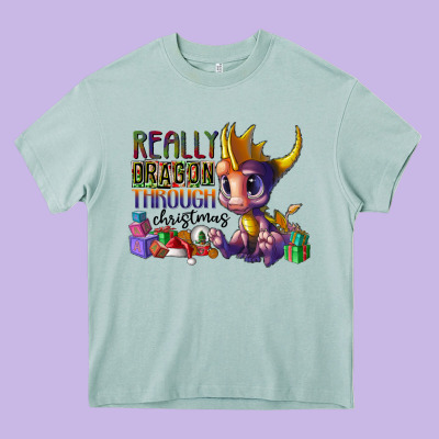 Real Dragon Through Christmas Heavy Core Tee Designed By Cowhidedigitalart