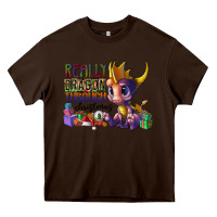 Chocolate Brown real dragon through christmas Heavy Core Tee - CowhideDigitalArt