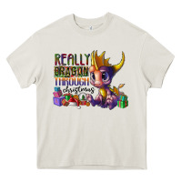 Cream real dragon through christmas Heavy Core Tee - CowhideDigitalArt