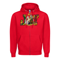 Red joy holy family Zipper Hoodie - RanaPortraitStore