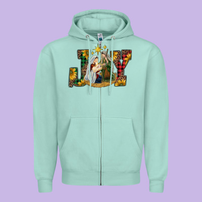 Joy Holy Family Zipper Hoodie Designed By Ranaportraitstore