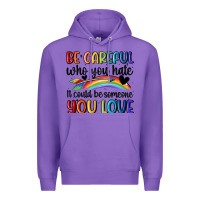 Purple be careful who you hate Premium Hoodie - MaliasSmallBusiness