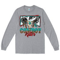 Heather Grey cowboy killer Long Sleeve Tee - texasbilliewilder