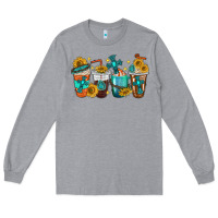 Heather Grey cross coffee cups Long Sleeve Tee - texasbilliewilder