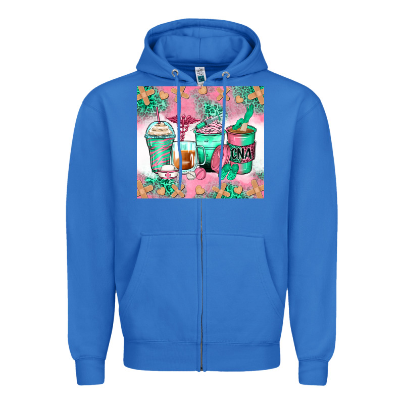 Certified Nursing Assistant Coffee Cups Zipper Hoodie by Zillion Design Studio | Teevron