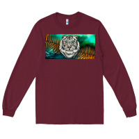 Burgundy white tiger forest license plate Long Sleeve Tee - RanaPortraitStore
